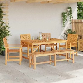 Conjunto de Jantar de Jardim de 5 Peças em Madeira Sólida de Acácia