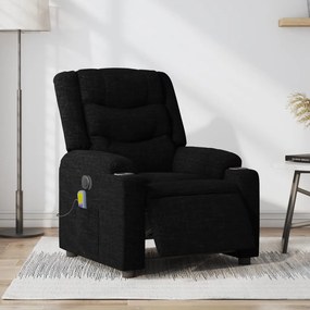 vidaXL Poltrona reclinável de massagens elétrica tecido preto