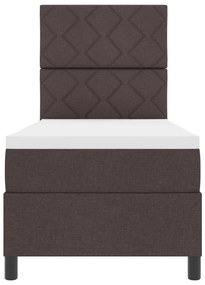 Cama Box Spring com Colchão Castanho Escuro 80x200 cm Tecido