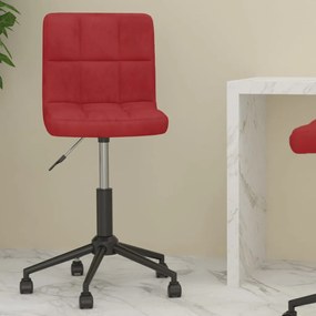 vidaXL Cadeira de escritório giratória veludo vermelho tinto