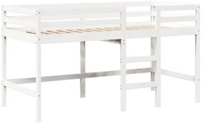 Cama alta c/ escada e telhado 90x200 cm pinho maciço branco