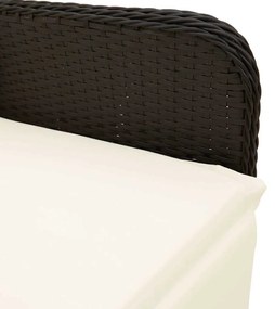 3 pcs conjunto bistrô de jardim c/ almofadões vime PE preto