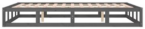 Estrutura de cama casal 135x190 cm madeira maciça cinzento