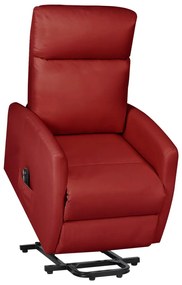 vidaXL Poltrona elevatória couro artificial vermelho tinto