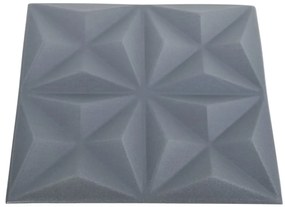 Painéis de parede 3D 12 pcs 50x50 cm 3 m² origami cinza