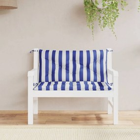 vidaXL Almofadões p/ banco jardim 2 pcs 100x50x7 cm tecido azul/branco