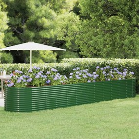 vidaXL Canteiro elevado jardim 507x100x68 cm aço revestido a pó verde