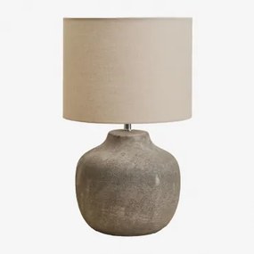 Candeeiro De Mesa Uvalin 45cm Em Cerâmica E Linho Cinza - Sklum