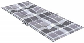 Almofadões cadeiras altas de jardim 4pcs tecido xadrez cinza