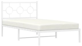 Estrutura de cama com cabeceira 100x190 cm metal branco