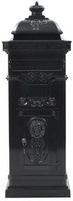 Caixa correio coluna estilo vintage alumínio inoxidável preto