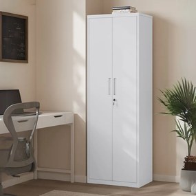 Armário de arquivo com portas duplas e 5 níveis 40 x 60 x 180 cm Cinzento