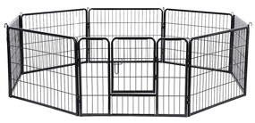Cercadinho para animais de estimação FEANDREA com 8 painéis, gaiola de ferro para cães, cerca resistente para animais de estimação, cerca para parto de filhotes, dobrável e portátil, 77 x 60 cm, preto PPK86H