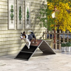 Rampa de agilidade para cães, equipamento de agilidade para cães, estrutura em A, superfície antiderrapante, 173 x 59 x 66 cm, cinzento