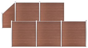 vidaXL Painel vedação WPC 5 quadrados + 1 inclinado 965x186cm castanho