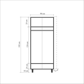 Guarda-roupa Stil – Carvalho Sonoma – 90 cm x 192 cm x 52 cm