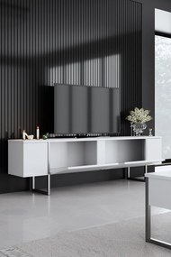Móvel TV Luxe – Branco e Prateado – 180 x 30 x 50 cm