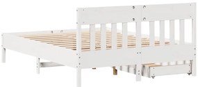 Cama sem colchão 150x200 cm madeira de pinho maciça branco