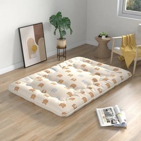 Colchão de chão enrolável Tatami Mat com capa lavável Tapete portátil com saco de transporte 200 x 140 x 10 cm Castanho