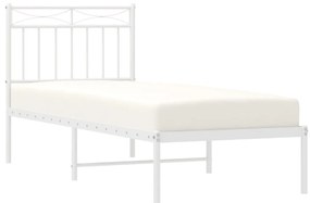 Estrutura de cama com cabeceira 80x200 cm metal branco