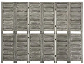 vidaXL Biombo com 6 painéis 214x166 cm madeira maciça cinzento