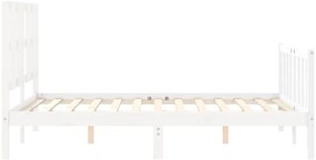 Cama sem colchão 140x200 cm madeira de pinho maciça branco