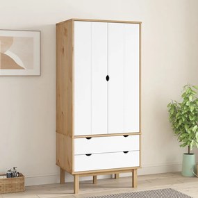 348590 vidaXL Roupeiro OTTA 76,5x53x172 cm pinho maciço castanho/branco