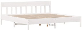 Cama sem colchão 200x200 cm madeira de pinho maciça branco
