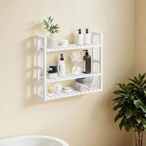 Prateleira para casa de banho com 3 prateleiras ajustáveis 15 x 60 x 54 cm branco