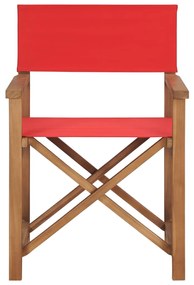 Cadeiras de realizador 2 pcs madeira de teca maciça vermelho