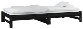 Sofá-cama de puxar 2x(90x200) cm pinho maciço preto