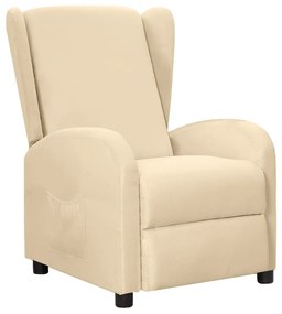 vidaXL Poltrona reclinável tecido cor creme