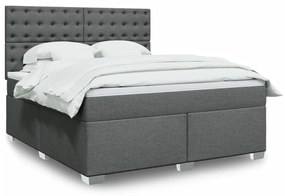 vidaXL Cama com molas/colchão 180x200 cm tecido cinzento-escuro