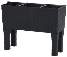 Canteiro de jardim elevado 60x25x46 cm vime PP antracite