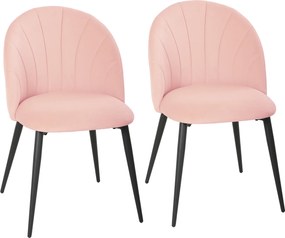 HOMCOM Conjunto 2 Cadeiras de Jantar Estofadas com Encosto em Forma de Concha em Veludo, 52x55x79 cm, Rosa | Aosom Portugal