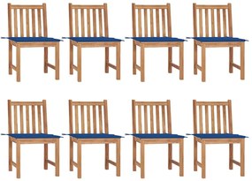 Cadeiras de jardim 8 pcs c/ almofadões madeira de teca maciça