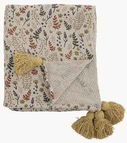 Manta com borlas e padrão floral Filipa