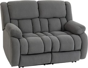 Sofá Reclinável Manual de 2 Lugares Ajuste Separado Revestimento em Veludo Apoio para os Pés Ajustável 145x100x102 cm Cinzento