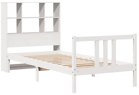 Cama com estante sem colchão 90x200 cm pinho maciço branco