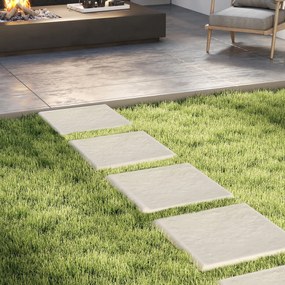Conjunto de 16 degraus de 39,5 x 39,5 cm com estacas de fixação ao solo e pedras decorativas para passarelas de jardim, pavimentos exteriores, relvado