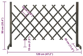 Vedação em treliça para jardim 120x90 cm abeto maciço cinzento