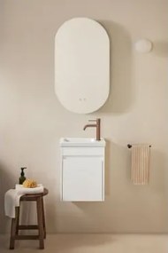 Conjunto De Móvel De Casa De Banho Suspenso Em Madeira Com Lavatório Integrado Narek Branco & Ovalado Com Armazenamento Preto 50x90 Cm - Sklum