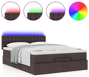 Estrutura cama otomana colchão 140x200cm tecido castanho escuro