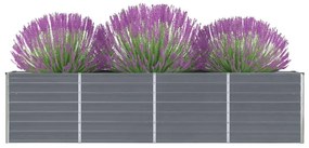 Canteiro jardim elevado 320x40x77 cm aço galvanizado cinzento