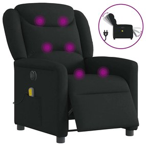 vidaXL Poltrona reclinável de massagens elétrica tecido preto