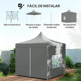 Tenda Dobrável Pop-Up 3x3 m Tenda Dobrável com 4 Paredes Laterais Anti