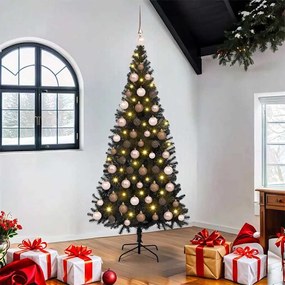 vidaXL Árvore de Natal com 300 LEDs com suporte Preto 180 cm PVC