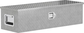 HOMCOM Caixa de Ferramentas para Reboque Caixa de Armazenamento em Alumínio Alças Largas e Antiderrapantes 99x33x25,5 cm Prata | Aosom Portugal