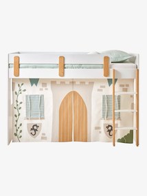 Tenda de cama Cavaleiro, para cama mezanino de altura média, Everest branco estampado