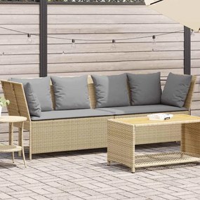 vidaXL Sofá de jardim com almofadões vime PE bege